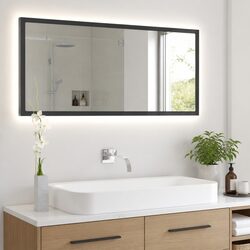 LED Bathroom Mirror Grey 100x8.5x37 cm Wall Mounted Vanity with RGB Light