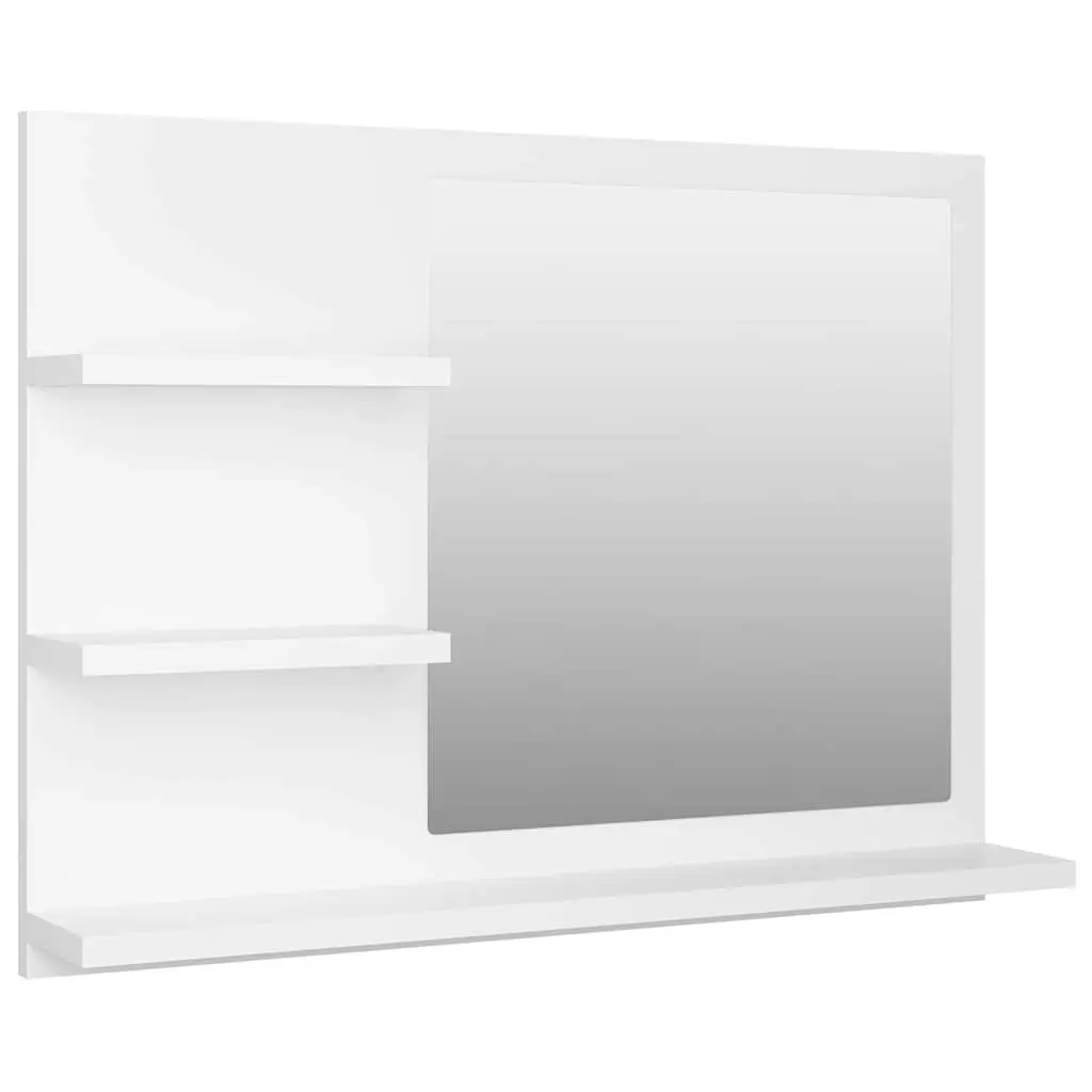 Bathroom Vanity Mirror Wall Mount with 3 Storage Shelves 60x10.5x45 cm White