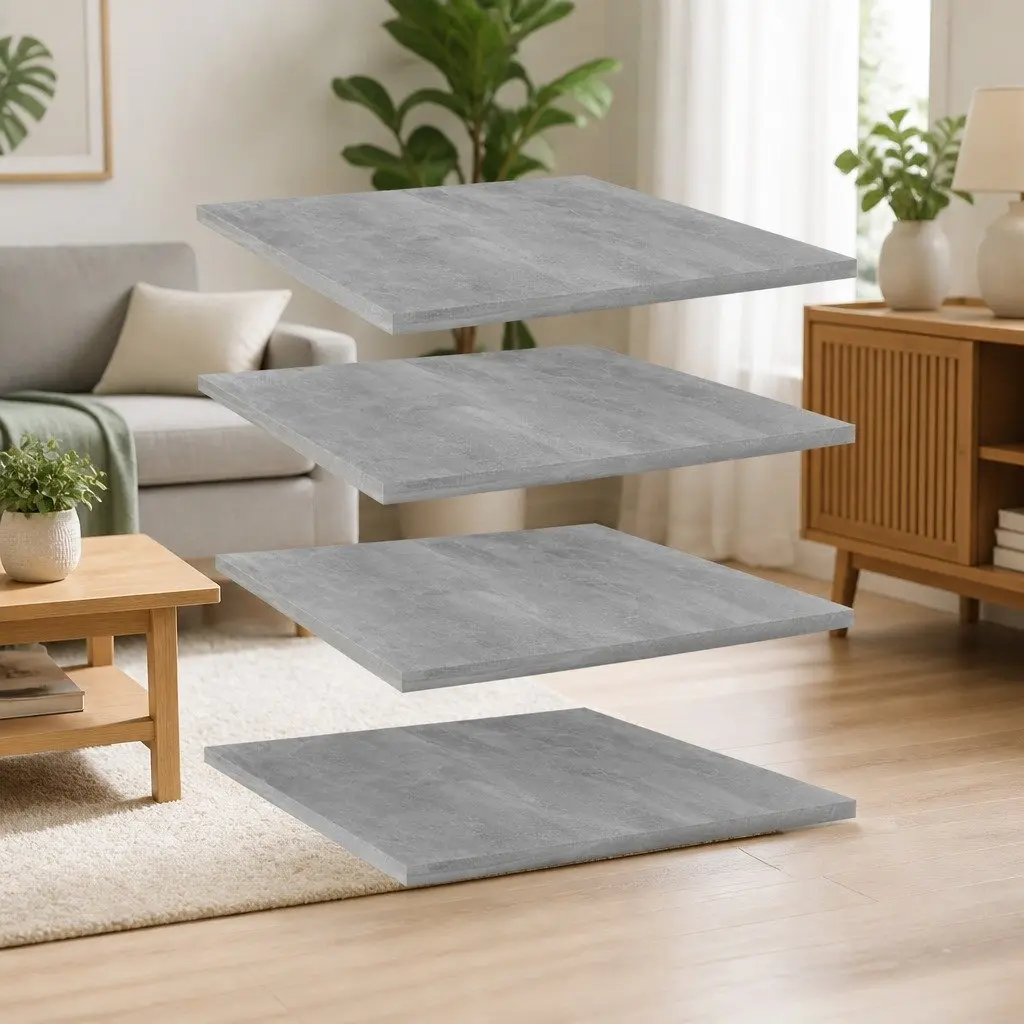 Floating Shelf Boards Engineered Wood 40 x 50 x 1.5 cm Grey 4 Piece