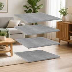 Floating Shelf Boards 4 Pieces Grey Wall Mount Storage Shelving Engineered Wood