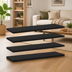 Floating Shelf Boards Set 4 pcs Black Wall Mount Storage Shelving Solution