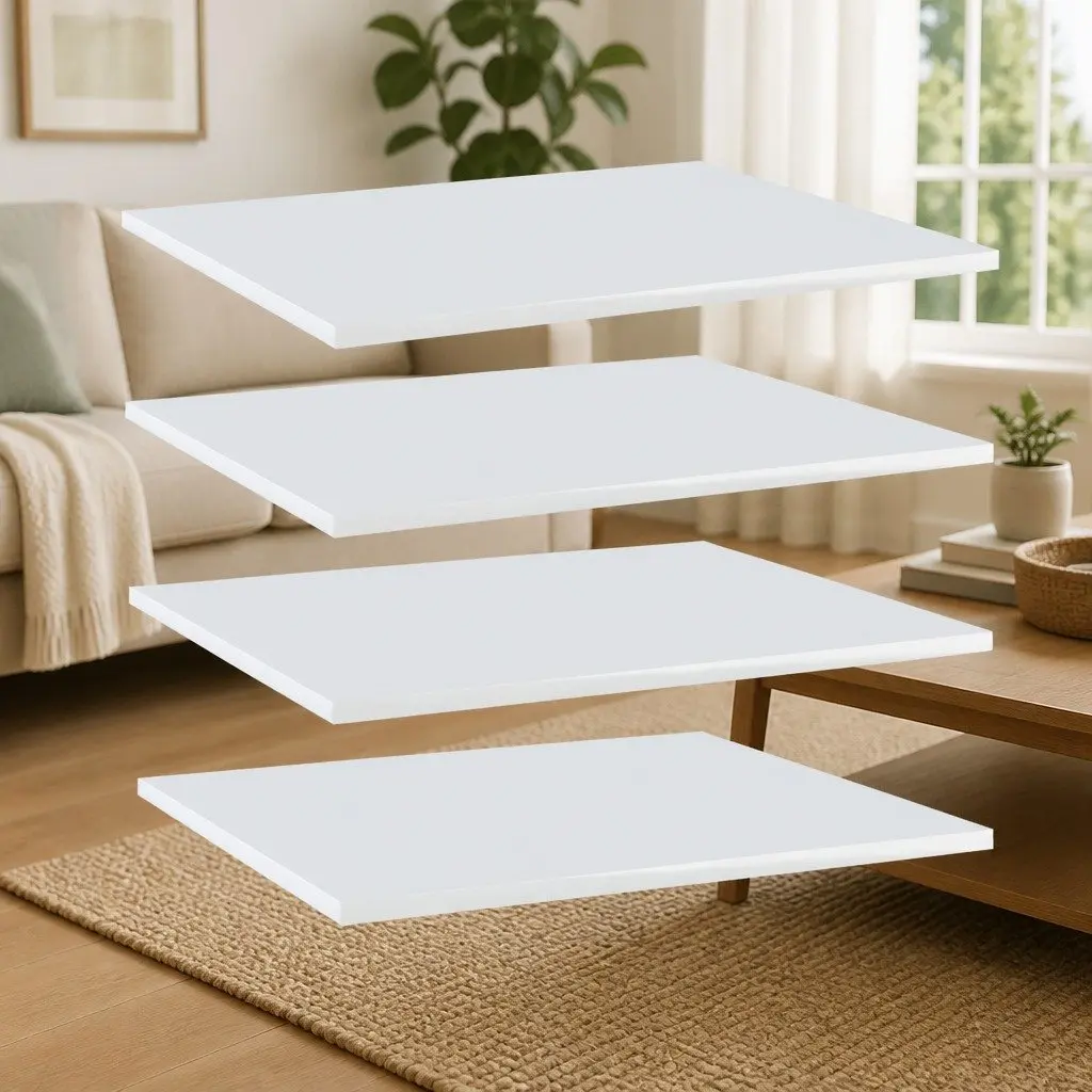 Floating Shelf Boards Set 4 Piece Wall Mounted Storage Display 60 x 50 x 1.5 cm White Engineered Wood