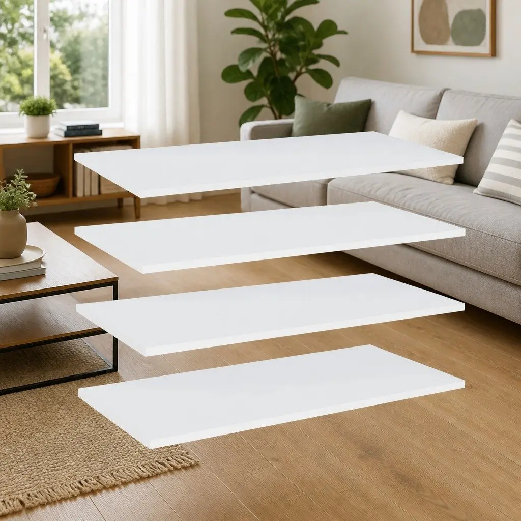 Bookshelf Boards White Storage Shelves 4 Piece Floating Wall Mount Shelving