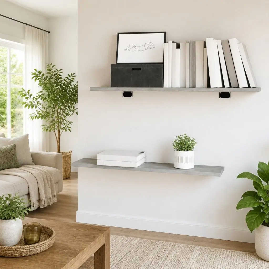 Bookshelf Boards Grey 4 Piece Set Wall Mounted Storage Shelves Engineered Wood