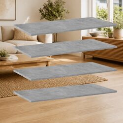 Floating Bookshelf Boards Grey Engineered Wood Storage Shelves Set of 4 Pieces