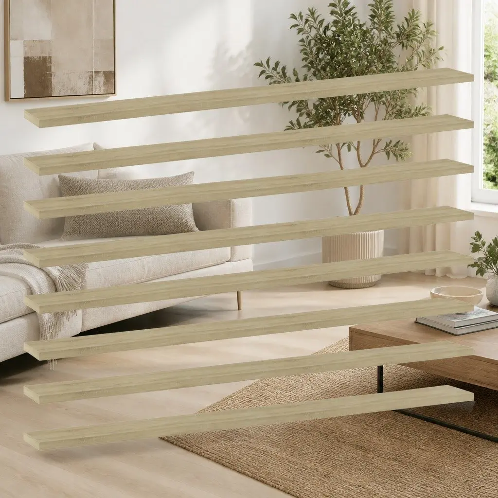 Bookshelf Boards 8 Pieces Engineered Wood Brown Floating Shelves Storage