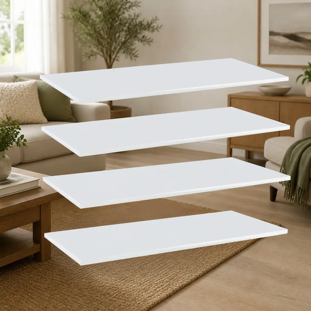 Wall Shelves 4 Pack White Storage Boards Home Display Organiser