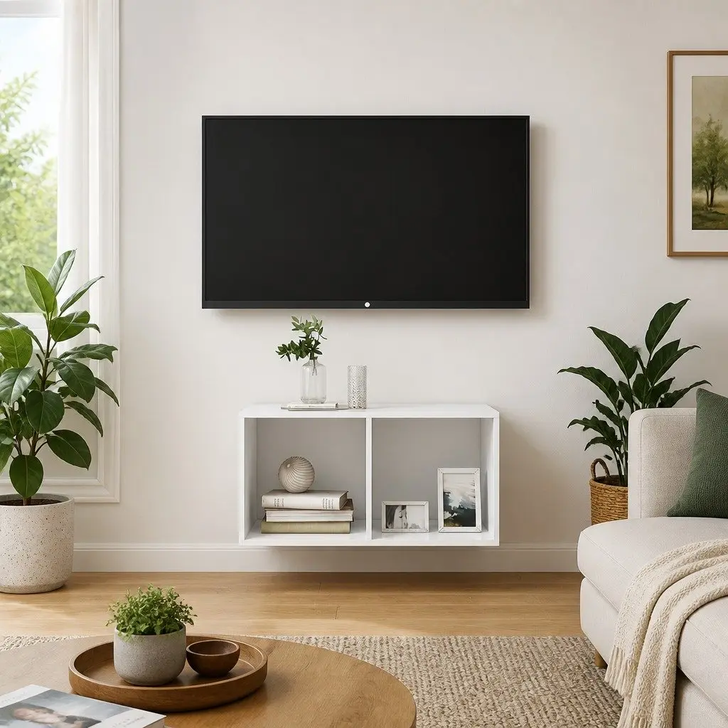 Wall-mounted TV Cabinet High Gloss 2 Compartment White
