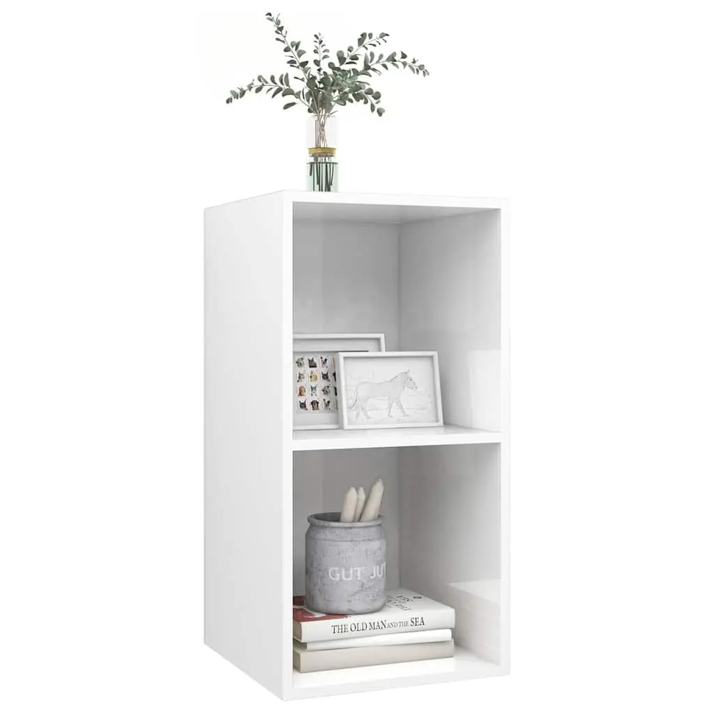 Wall-mounted TV Cabinet High Gloss 2 Compartment White