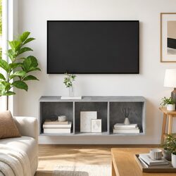 Wall-mounted TV Cabinet Grey 37x37x107cm Engineered Wood Storage Unit