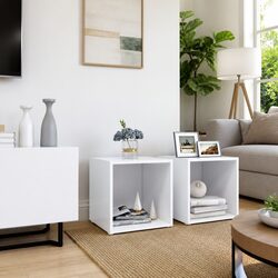 TV Cabinet White 37x35x37 cm Engineered Wood Storage Unit Display Stand 2 pcs