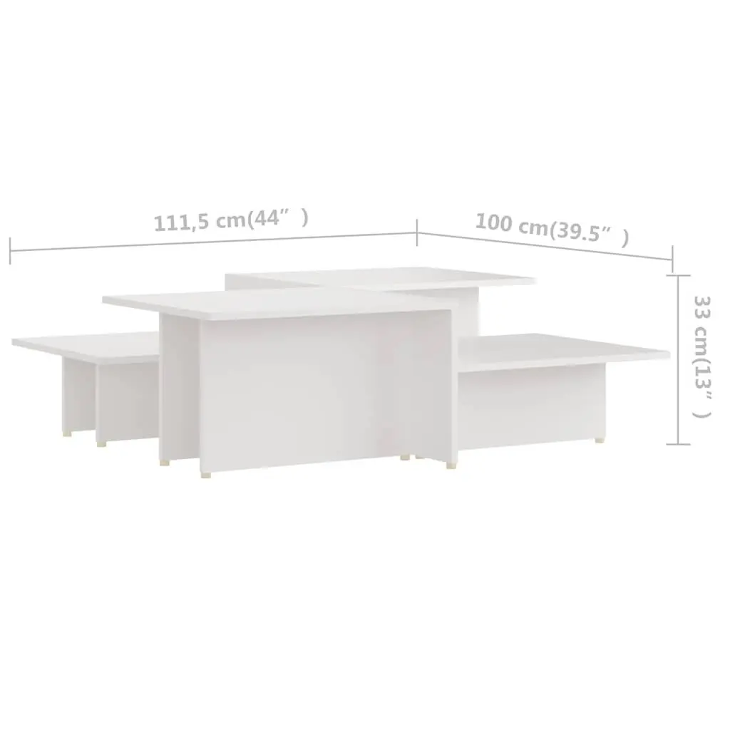 Coffee Tables Set of 2 Nesting White Engineered Wood Living Room Furniture
