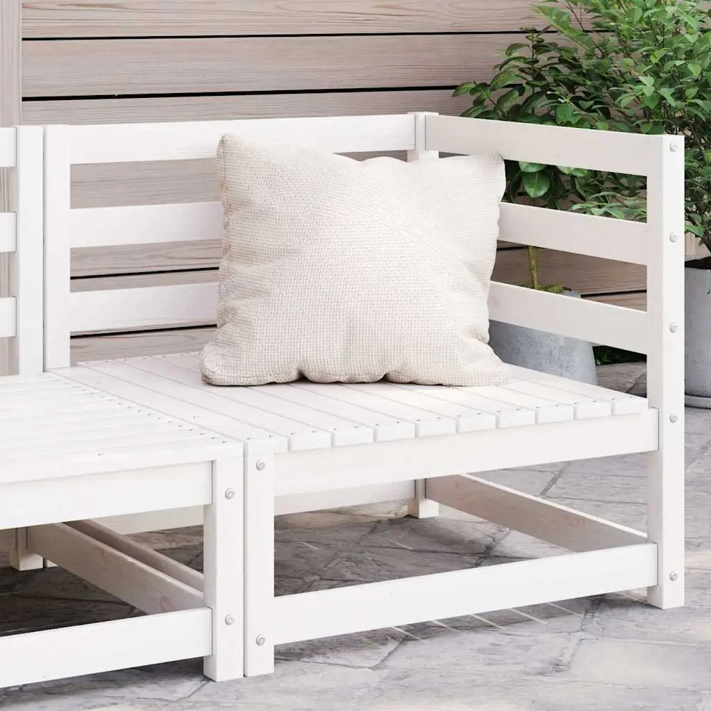 Garden Corner Sofa White Solid Pinewood Outdoor Sectional Modular Lounge Seating