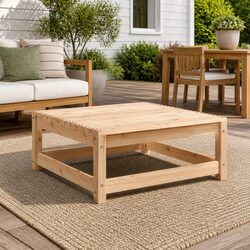 Outdoor Footstool Garden Seating Brown Wooden Ottoman Relax Lounge Modular