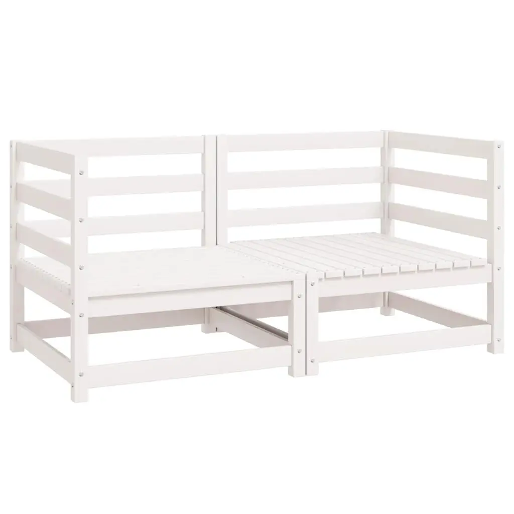 Outdoor Corner Sofa 2 Piece Set White Garden Patio Modular Sectional Seating