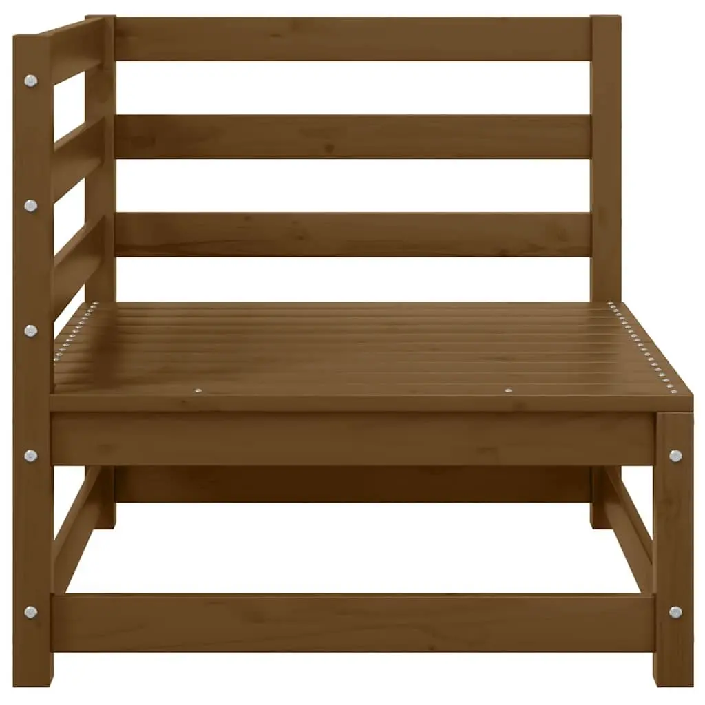 Garden Corner Sofa Solid Pinewood Brown Outdoor Sectional with Cream Cushions