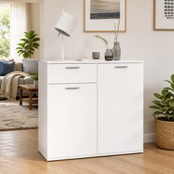 Sideboard Storage Cabinet 80x36x75cm White 2 Doors Drawer Home Furniture