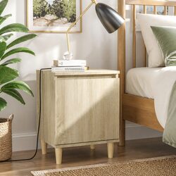 Bedside Table with Wooden Legs Sonoma Oak Storage Cabinet Nightstand 40x30x50cm