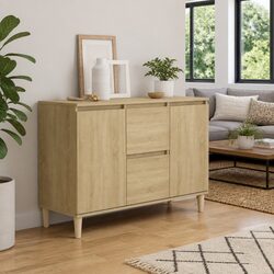 Sideboard Cabinet Brown Engineered Wood 2 Drawers 2 Doors Living Room Storage
