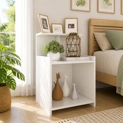 Bedside Table 2 pcs High Gloss White 40x35x60 cm Open Shelves Nightstand