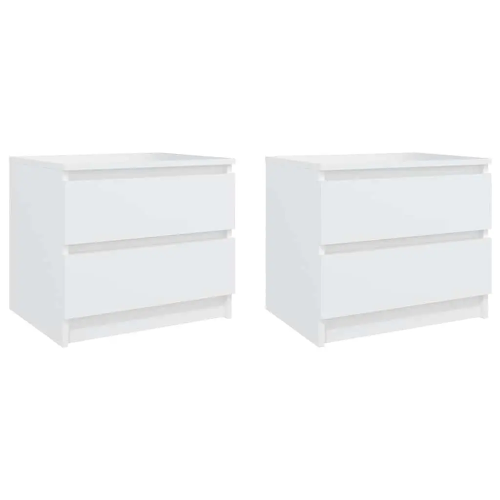 Bed Cabinets 2 pcs White Bedside Table Nightstand Bedroom Storage 50x39x43.5 cm