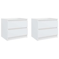 Bedside Cabinets 2 pcs White Nightstand with Drawers Storage Organiser
