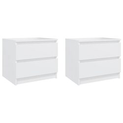 Bedside Cabinets 2 pcs White Nightstand with Drawers Storage Organiser