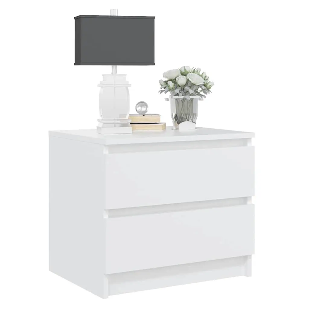 Bed Cabinets 2 pcs White Bedside Table Nightstand Bedroom Storage 50x39x43.5 cm