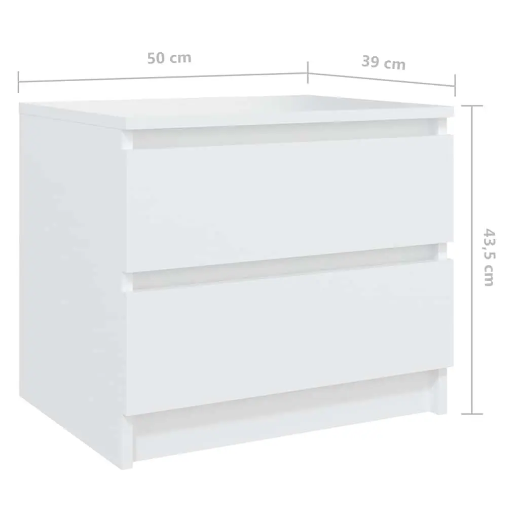 Bed Cabinets 2 pcs White Bedside Table Nightstand Bedroom Storage 50x39x43.5 cm