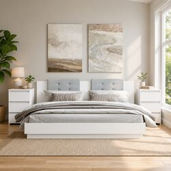 Bedside Table White 40x35x62.5cm Engineered Wood Nightstand Cabinet 3 Drawers