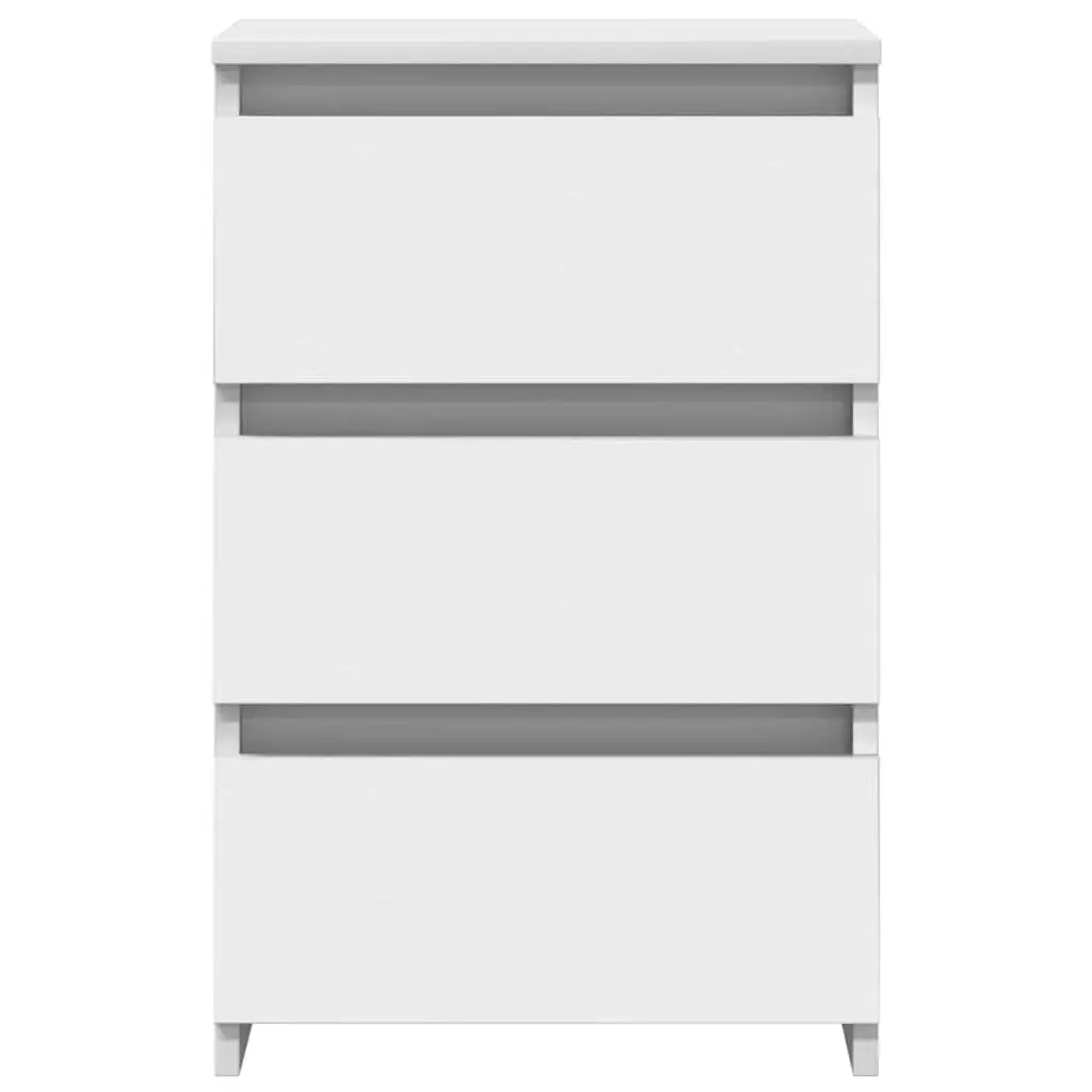 Bedside Tables Sturdy Construction 2 Piece White Engineered Wood Nightstands