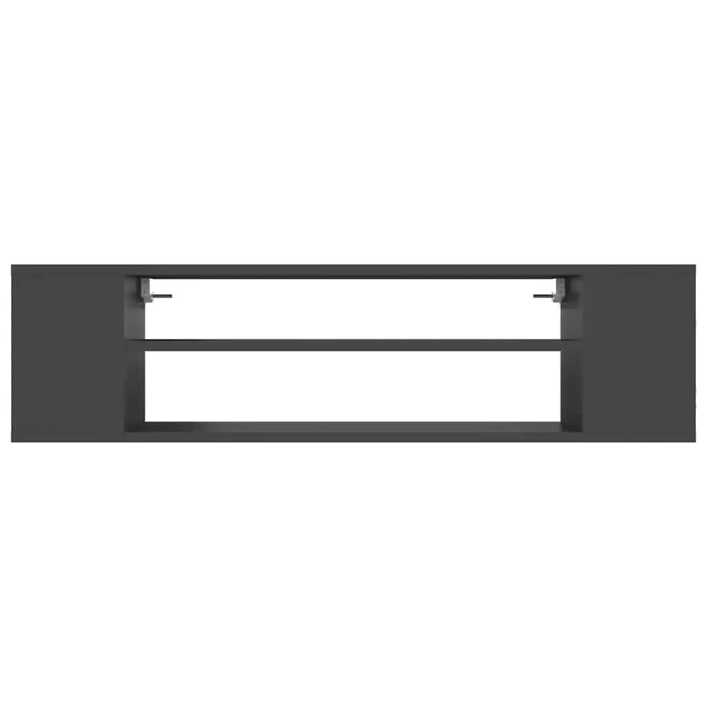 Wall-Mounted TV Cabinet Grey Storage Unit Open Compartments 100 x 30 x 26.5 cm