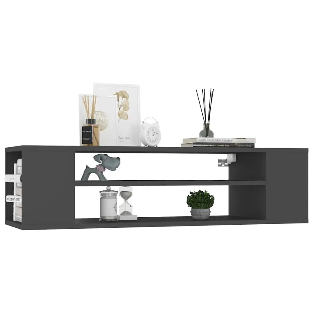 Wall-Mounted TV Cabinet Grey Storage Unit Open Compartments 100 x 30 x 26.5 cm