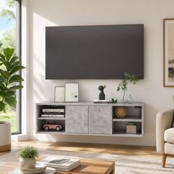 Wall Shelf Grey Engineered Wood 6-Shelf Storage Organiser Cabinet Display Unit
