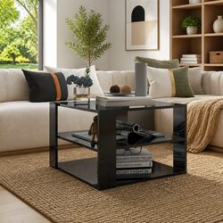Coffee Table Modern Grey Accent Living Room Furniture Storage Shelf Tabletop