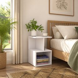 Bedside Cabinets Set 2 pcs White 35x35x55 cm Storage Nightstand Open Shelves