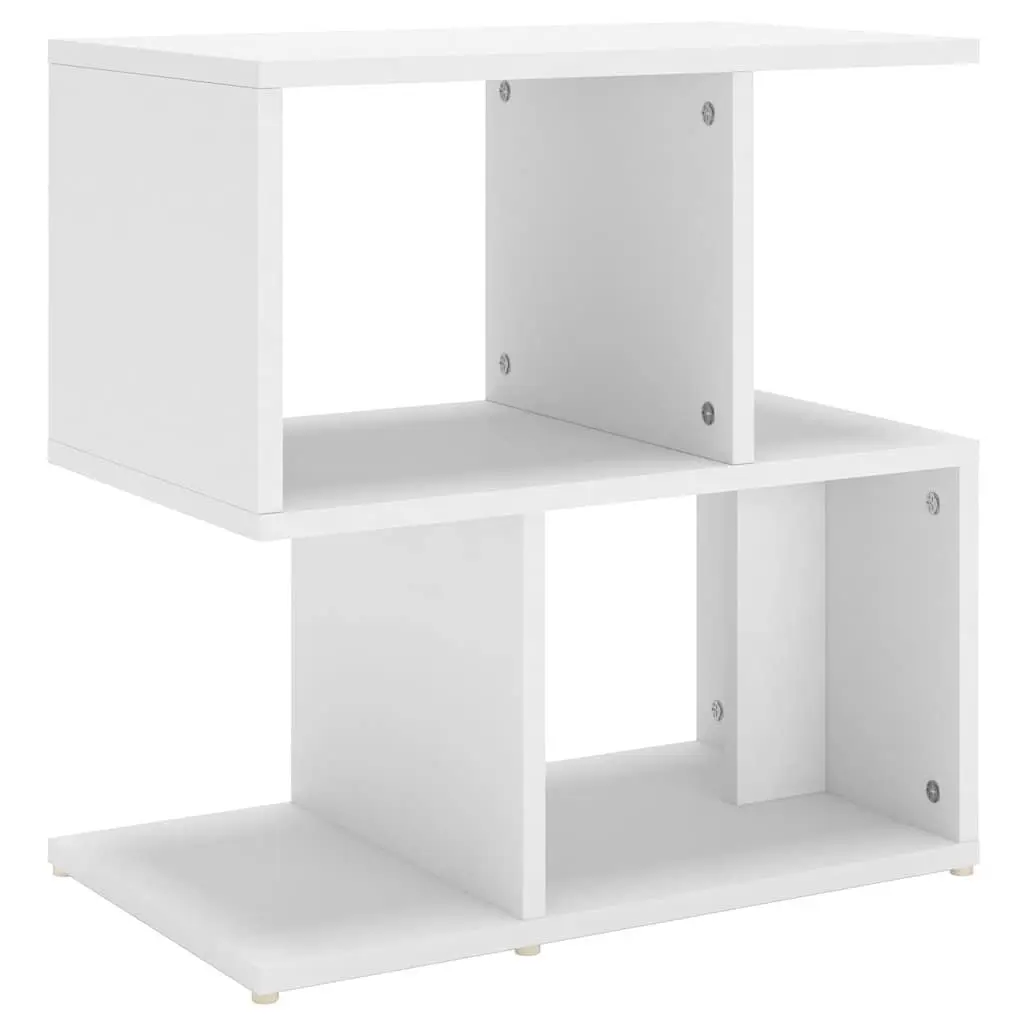 Bedside Cabinet Open Compartments Storage 50W x 30D x 51.5H cm White Engineered Wood
