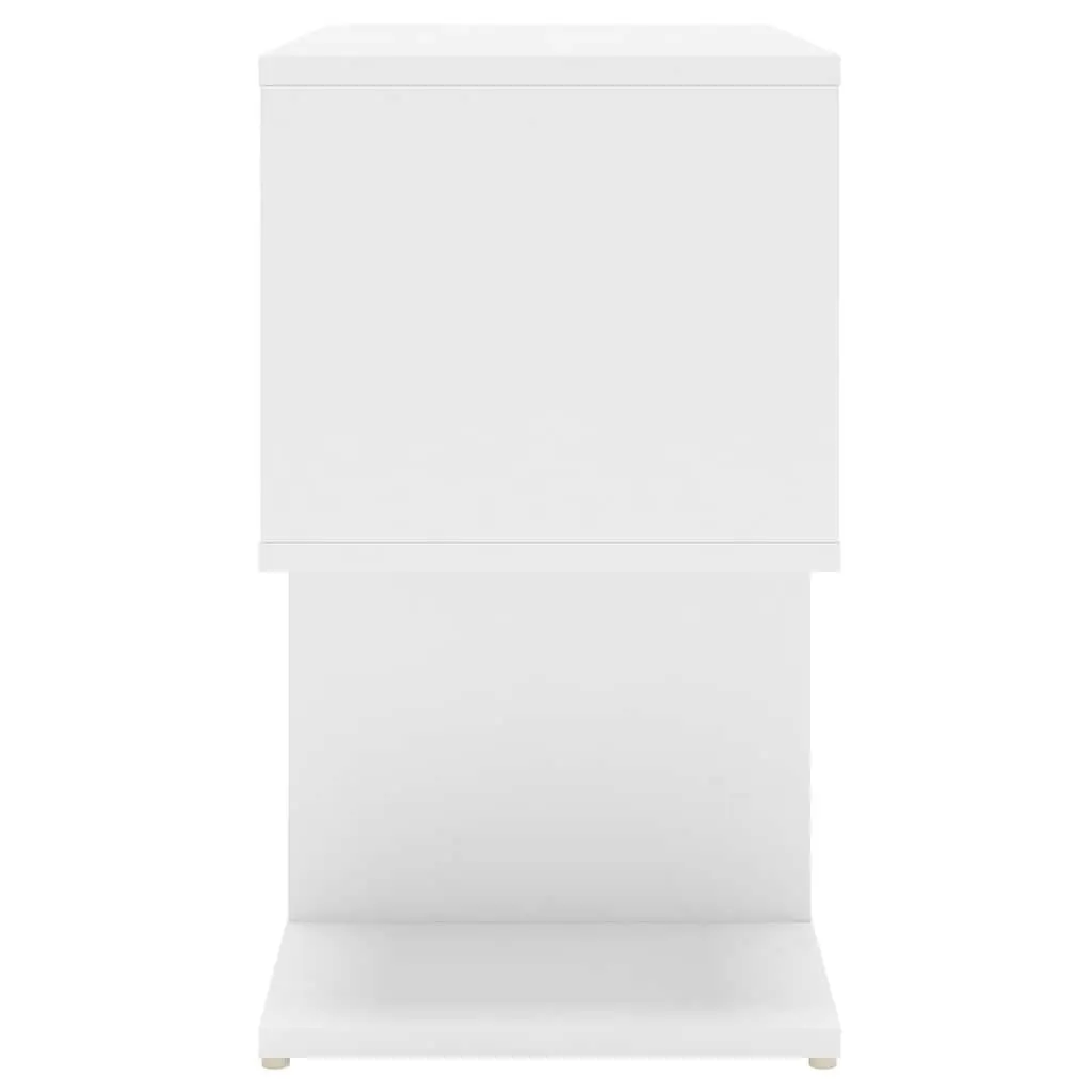 Bedside Cabinet Open Compartments Storage 50W x 30D x 51.5H cm White Engineered Wood