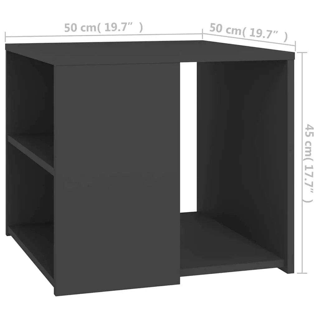Side Table 3 Shelf Storage Cabinet Grey 50x50x45 cm Accent Furniture
