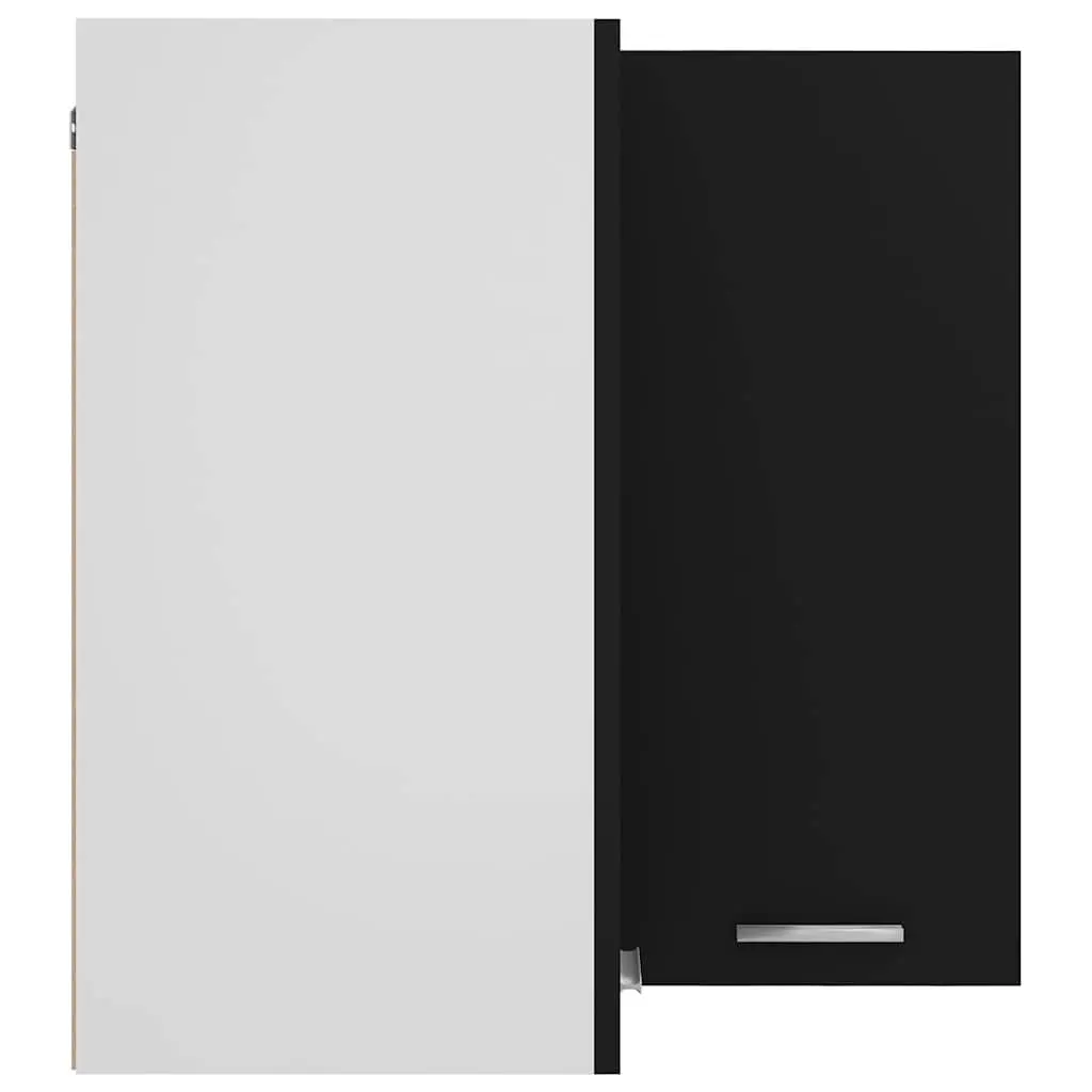Hanging Corner Kitchen Cabinet Black Storage Unit with Two Shelves and Doors