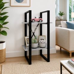 2-Tier Book Cabinet Grey Standing Bookshelf Storage Shelving Unit 40x30x70cm