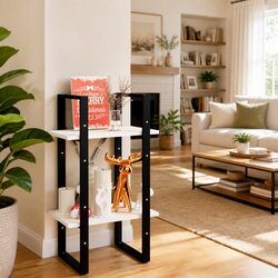 2-Tier Book Cabinet White Wooden Bookshelf Storage Shelving Unit Display Stand