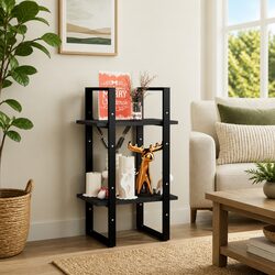 2-Tier Book Cabinet Black Shelving Unit Storage Display Stand Bookcase