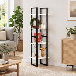 4-Tier Book Cabinet White Solid Pine Wood Bookshelf Storage Display Stand