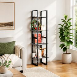 4-Tier Book Cabinet Grey Storage Shelving Unit Solid Pine Wood Bookcase Display