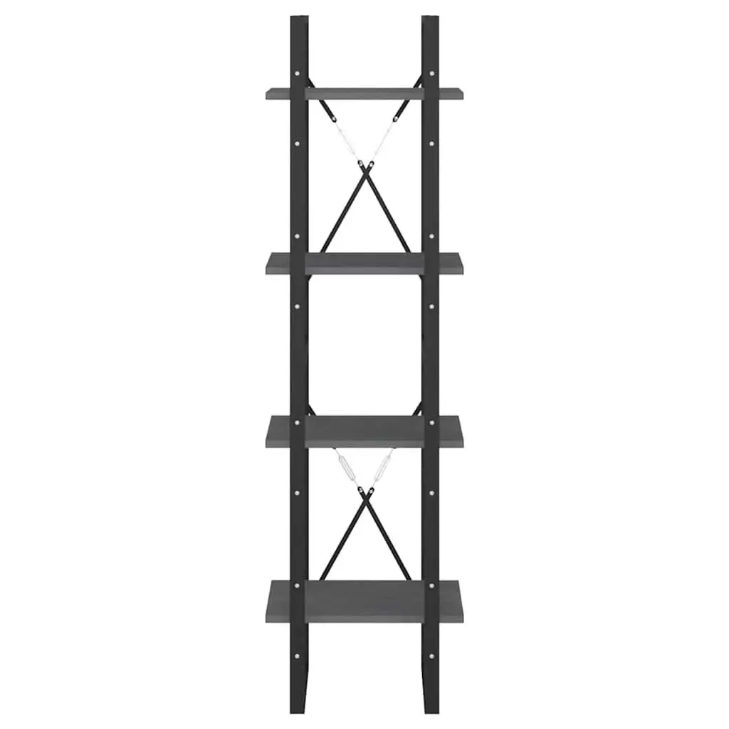 4-Tier Book Cabinet Solid Pine Wood Grey Storage Shelving Unit