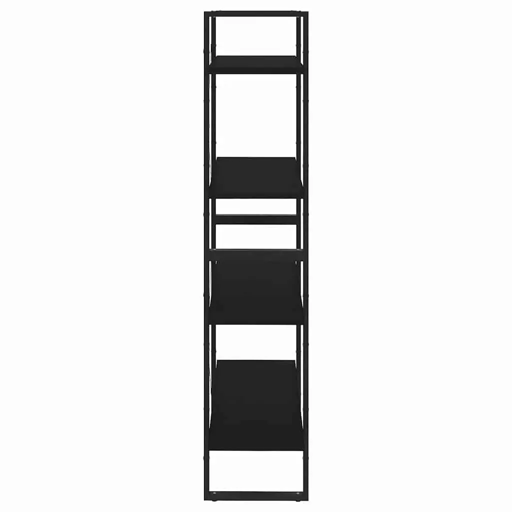 4-Tier Book Cabinet Engineered Wood Storage Display Stand Black