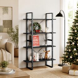 4-Tier Book Cabinet Grey Shelving Storage Unit Standing Bookcase Display Shelf