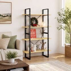4-Tier Book Cabinet Shelving Unit 80x30x140 cm Pine Wood Bookshelf Storage