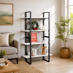 4-Tier Book Cabinet White Solid Pine Wood Bookshelf Storage Shelving Unit